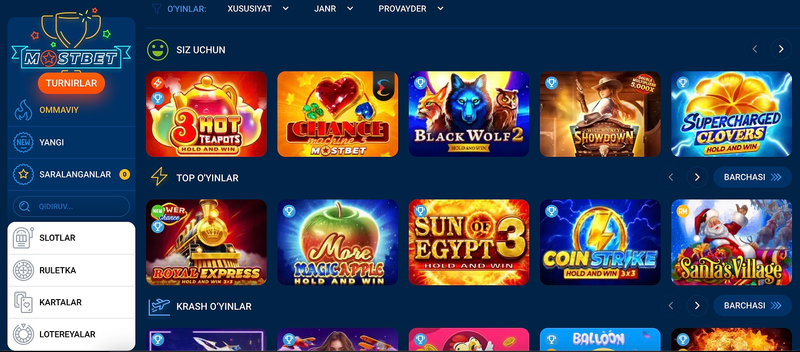 Mostbet Uzbekistan slotlari – real pulga va bepul o‘yinlar  